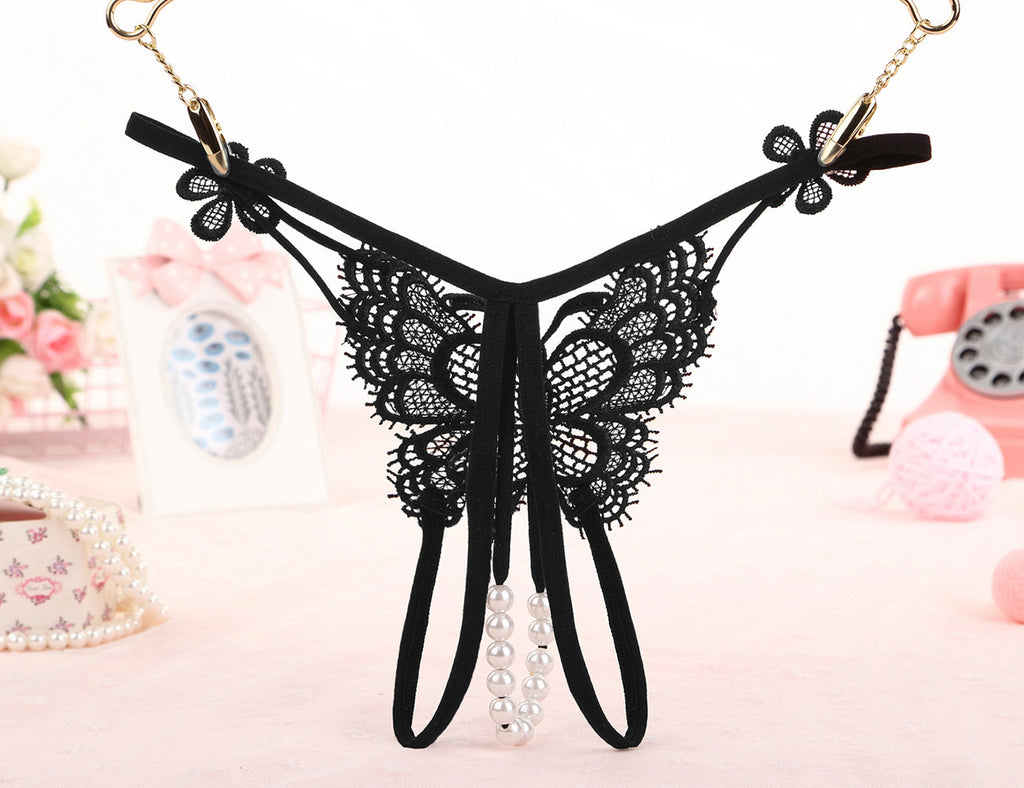Oh Yeah - Open Tanga with Beads, Butterfly and Flowers