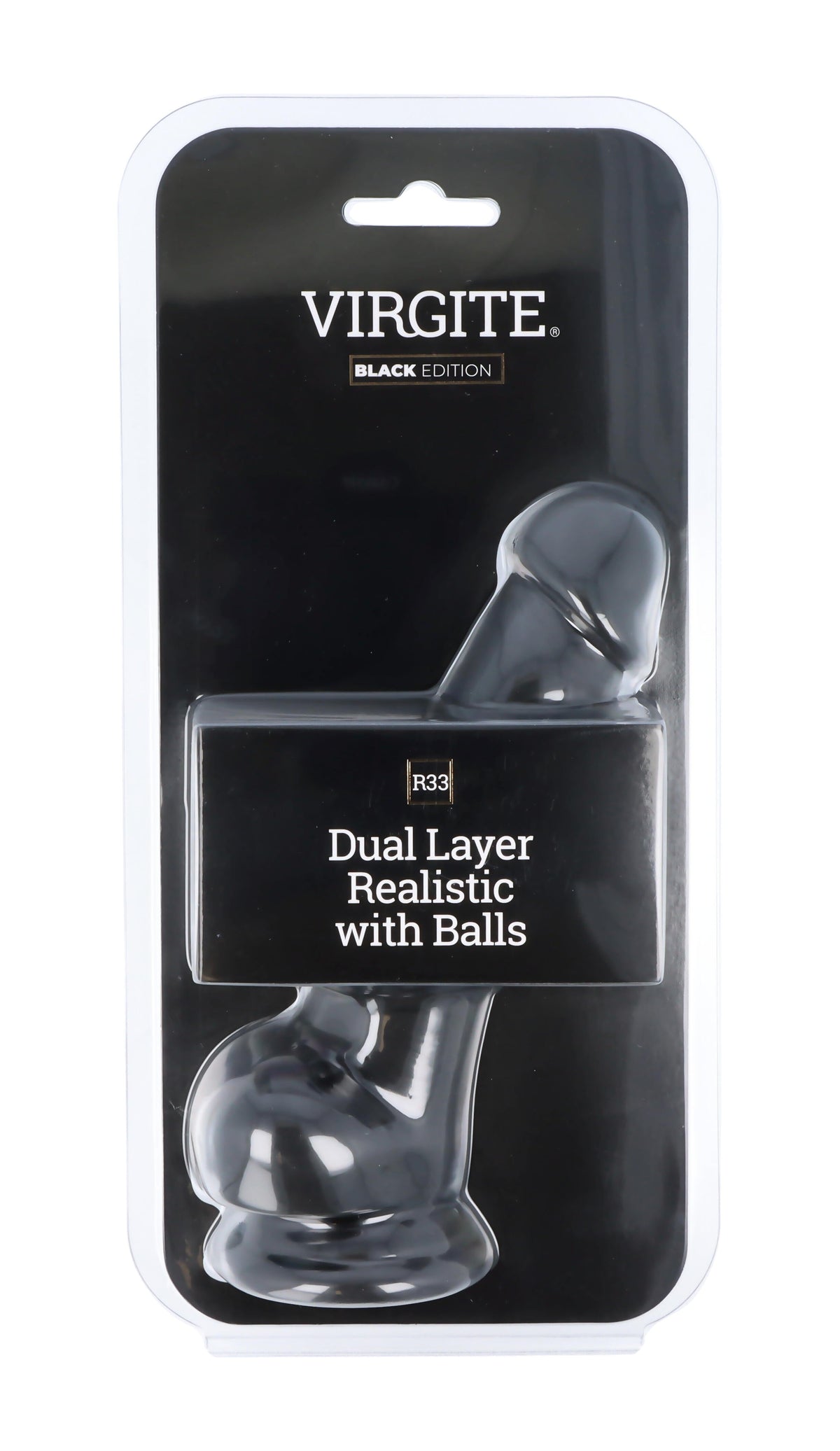 DOUBLE LAYER REALISTIC 18.5CM WITH BALLS R33 BLACK