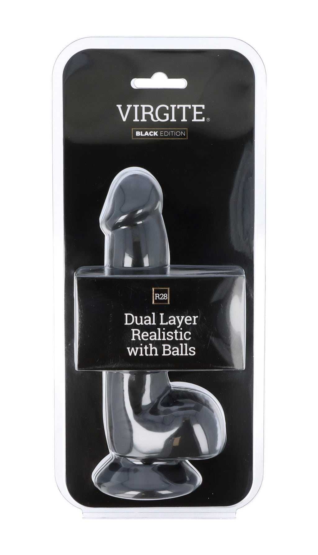 DOUBLE-LAYER REALISTIC WITH BALLS 20CM R28 BLACK