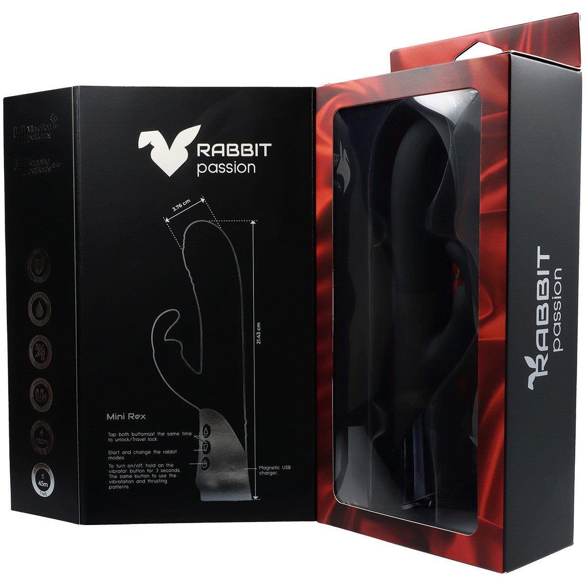 RECHARGEABLE RABBIT VIBRATOR MINI REX WITH CAP