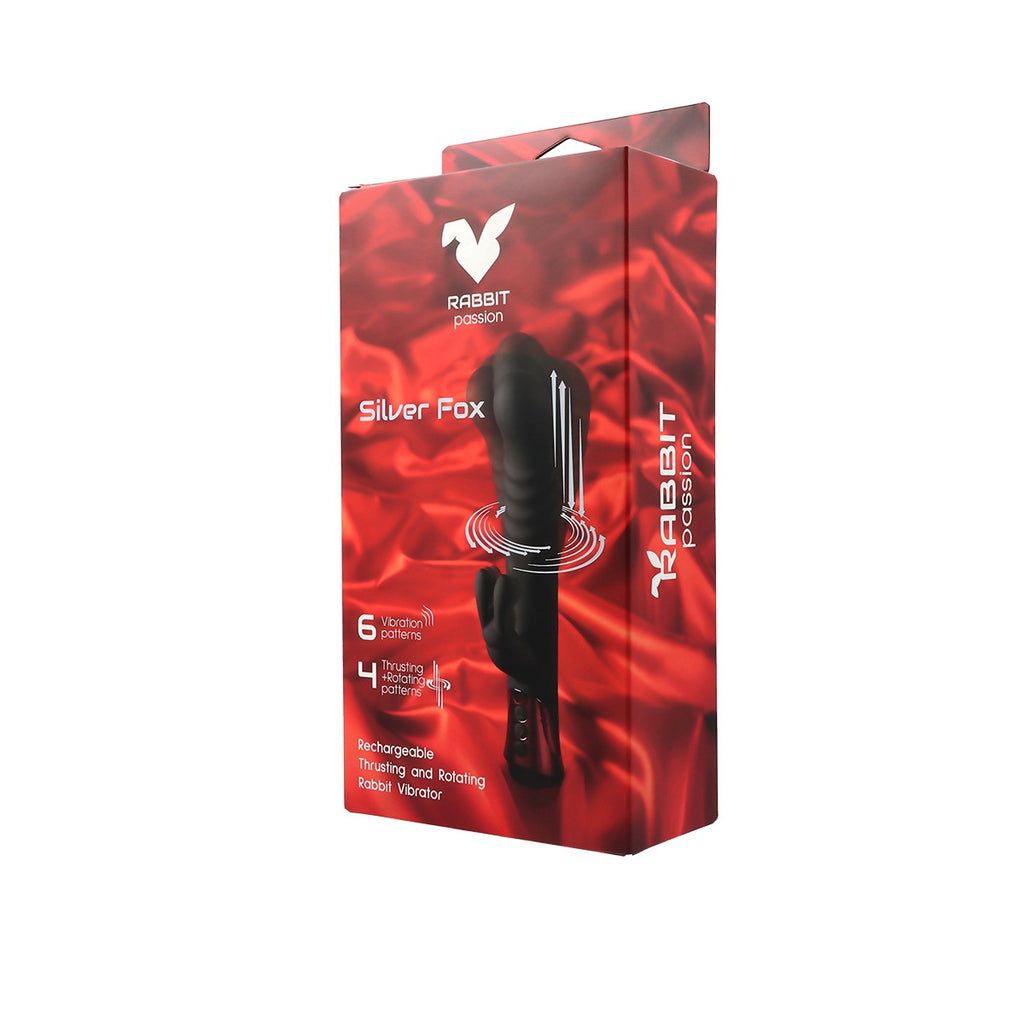 RECHARGEABLE SILVER FOX RABBIT VIBRATOR WITH THRUST AND ROTATION