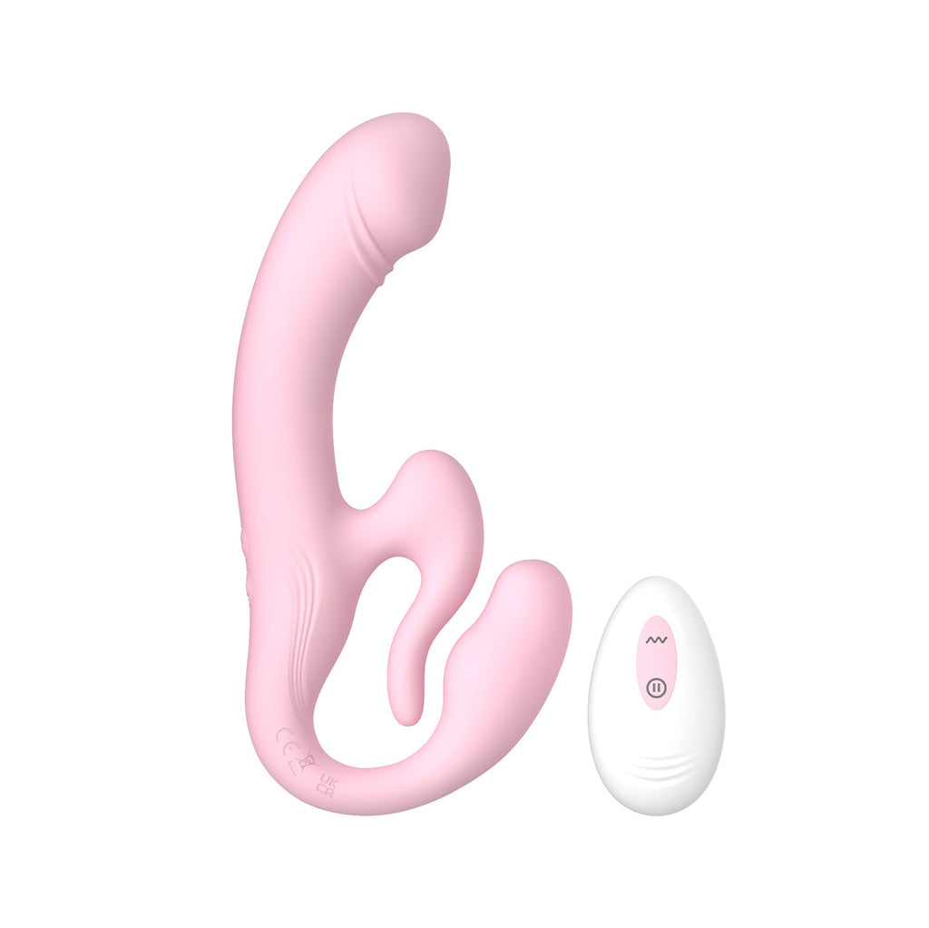 Winyi - Strapless Double Vibrator with Remote Control - Black