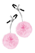 Sweet Caress - Adjustable Nipple Clamp with Pom Poms - Pink