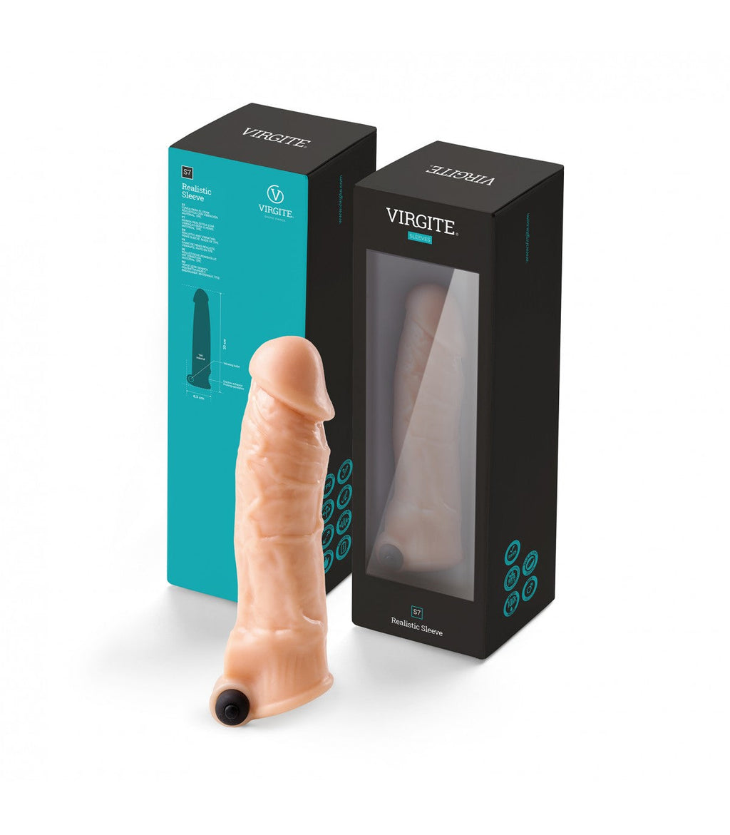 REALISTIC PENIS SHEATH S7 FLESH 21 CM WITH VIBRATION