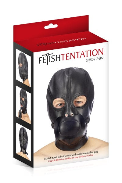 Fetish Temptation - Mask with Strap and Removable Gag - Black