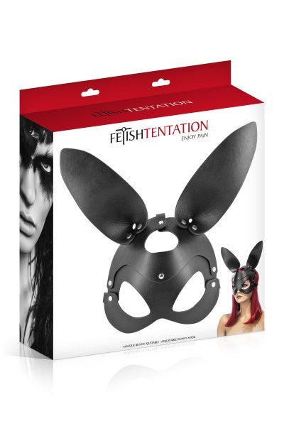 Fetish Temptation - Adjustable Faux Leather Rabbit Mask - Black