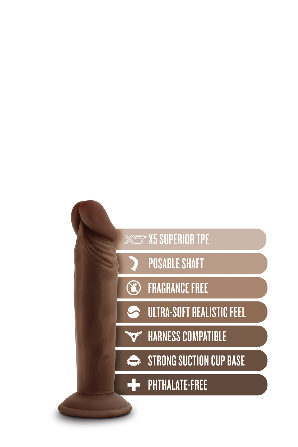 DR. SKIN PLUS POSABLE DILDO 6 INCHES CHOCOLATE
