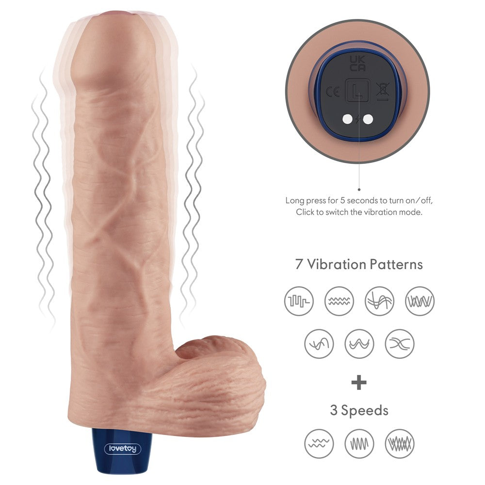 REAL SOFTEE 9" Rechargeable Vibrating Dildo (Flesh)