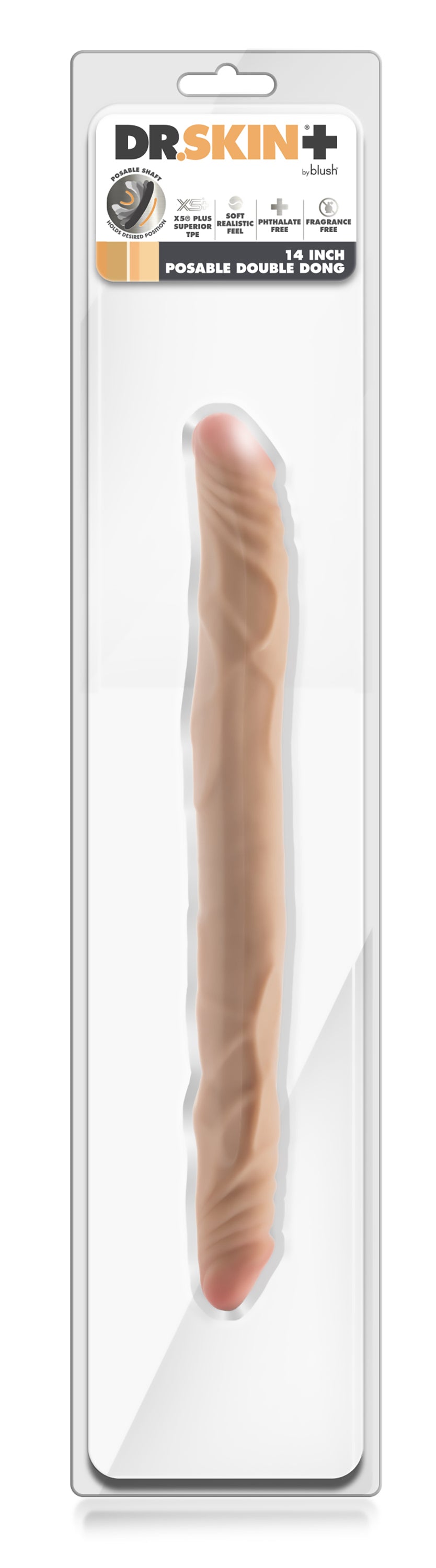 DR. SKIN PLUS 14" DOUBLE DONG DISPOSABLE BEIGE