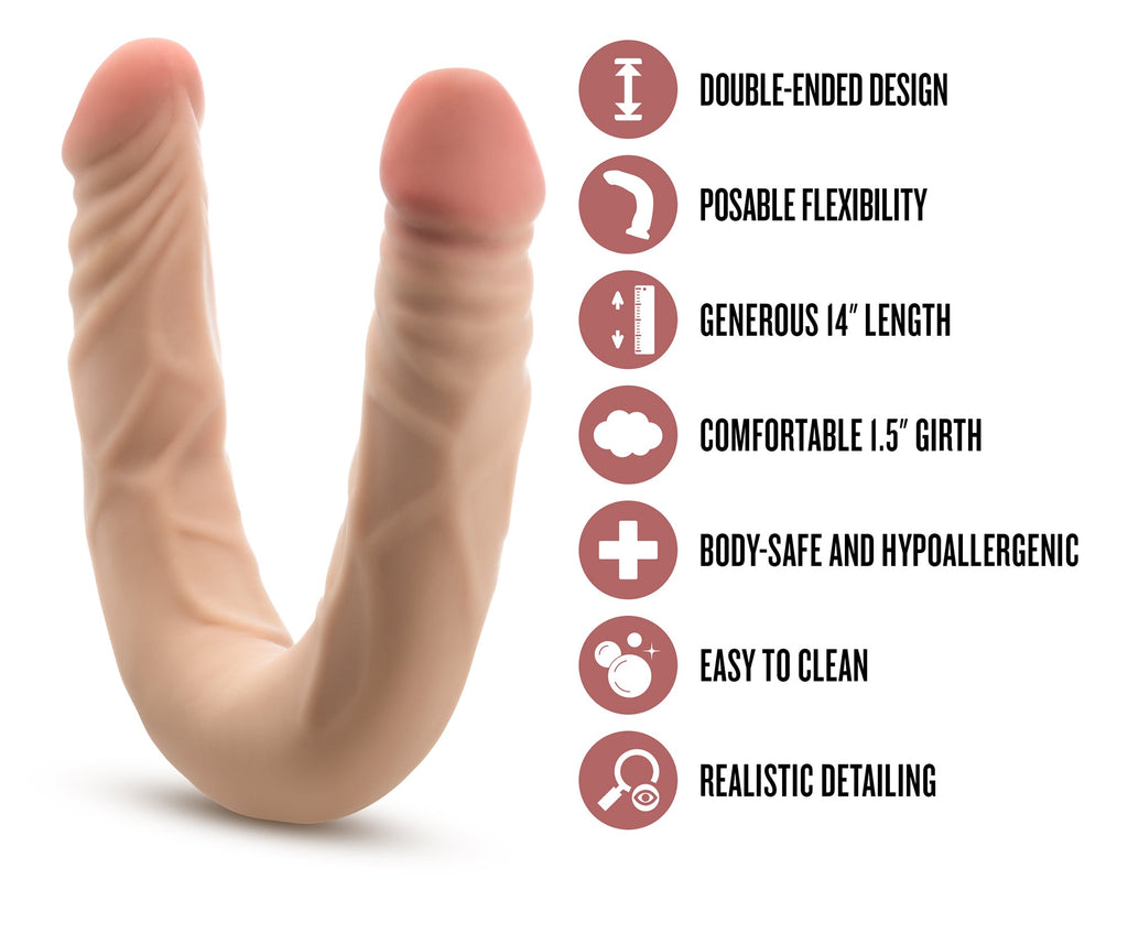 DR. SKIN PLUS 14" DOUBLE DONG DISPOSABLE BEIGE