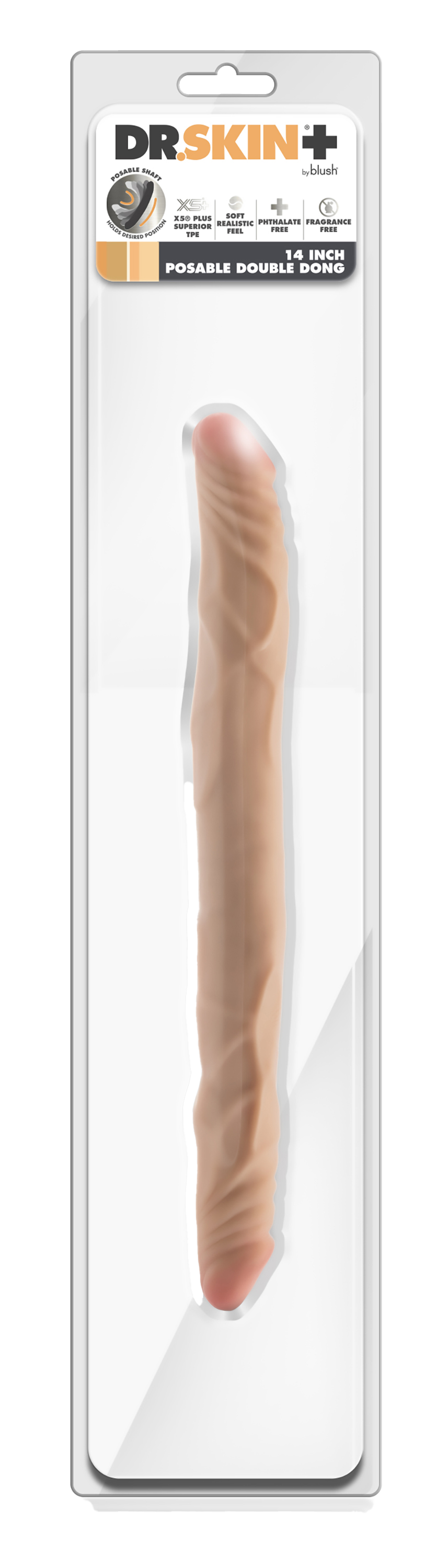 DR. SKIN PLUS 14" DOUBLE DONG DISPOSABLE BEIGE