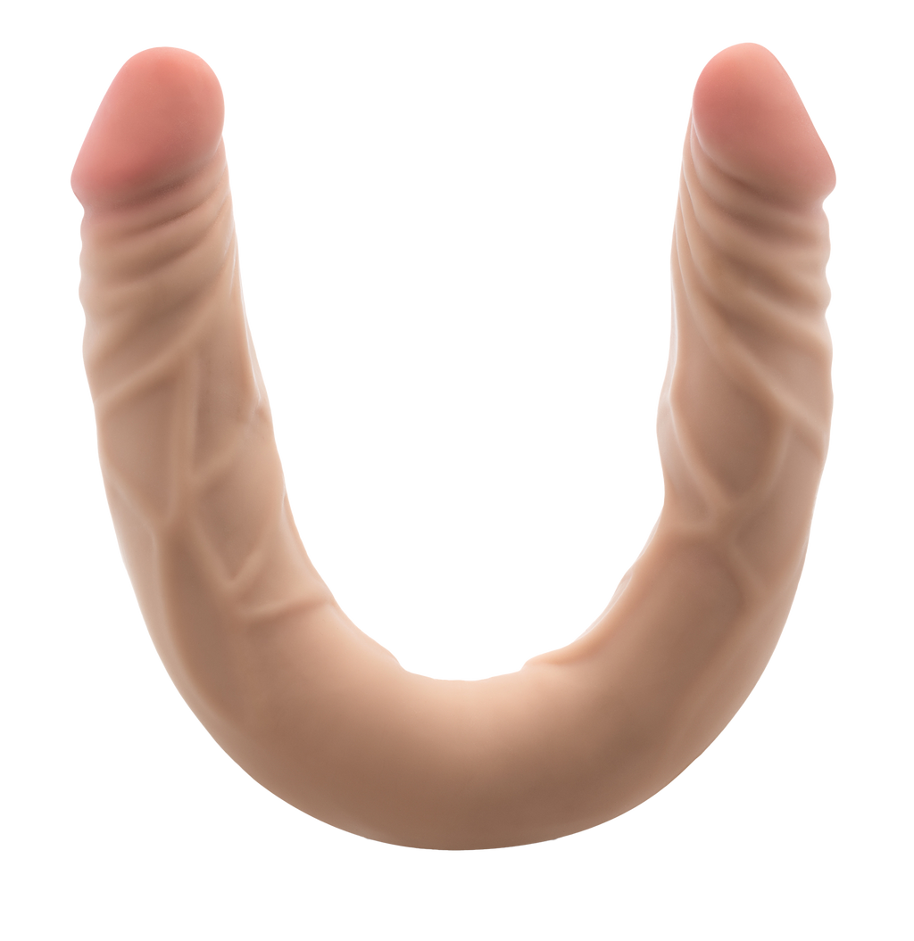 DR. SKIN PLUS 14" DOUBLE DONG DISPOSABLE BEIGE