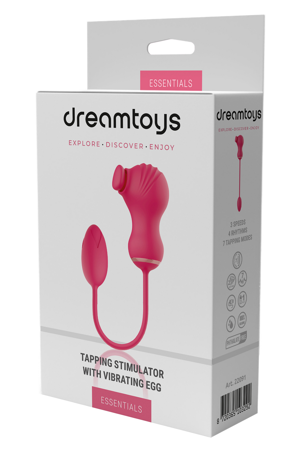 ESSENTIALS DOUBLE FLEXIBLE STIMULATOR AND PINK VIBRATING EGG