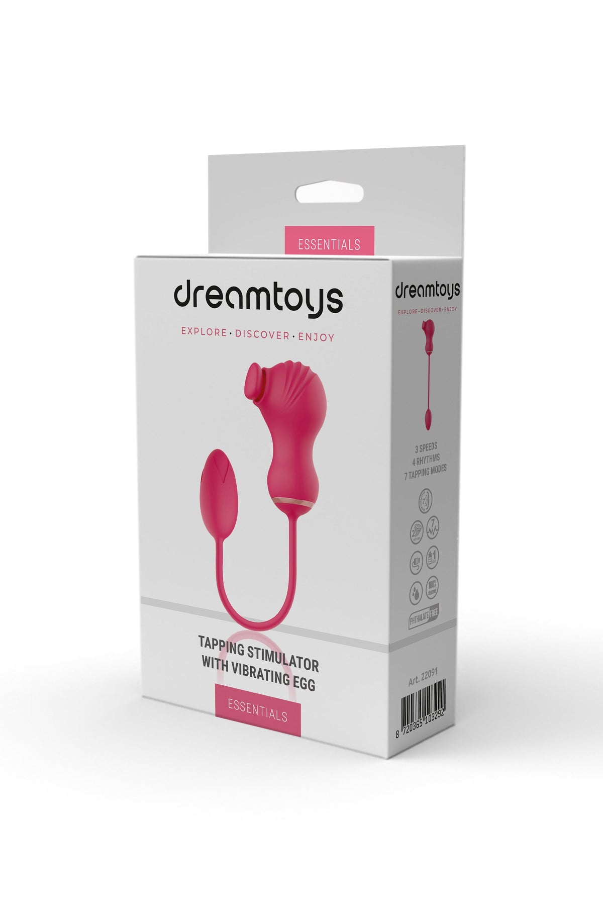 ESSENTIALS DOUBLE FLEXIBLE STIMULATOR AND PINK VIBRATING EGG
