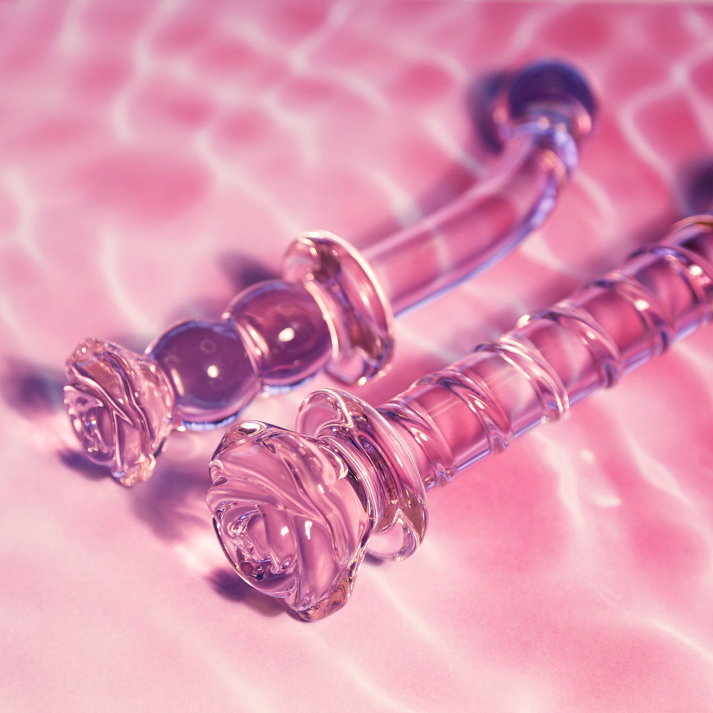 SPIRAL DILDO WITH ENAMELED GLASS ROSE FOR THE G-SPOT