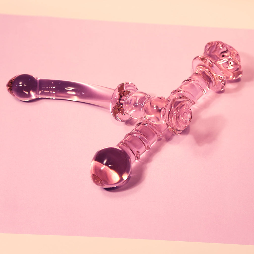SPIRAL DILDO WITH ENAMELED GLASS ROSE FOR THE G-SPOT