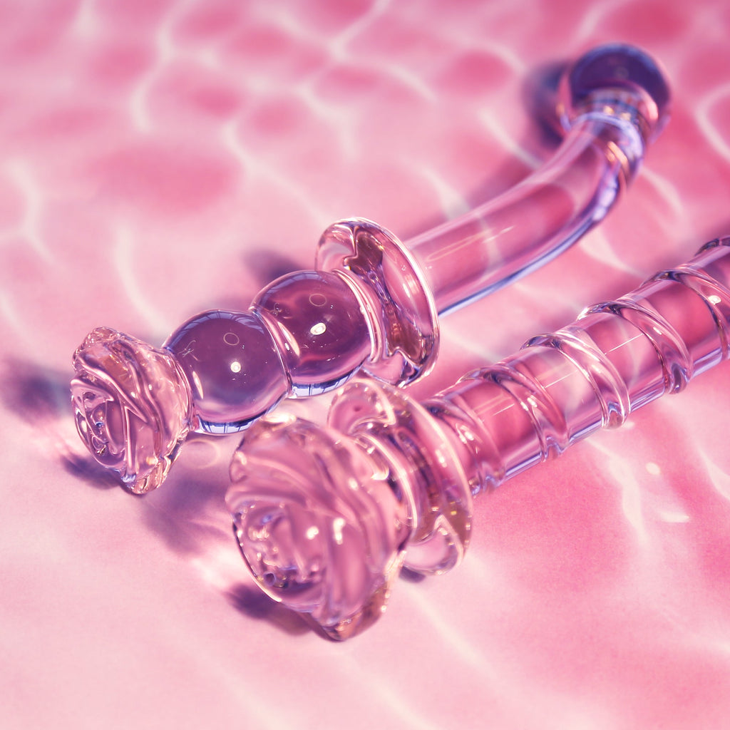 SPIRAL DILDO WITH ENAMELED GLASS ROSE FOR THE G-SPOT