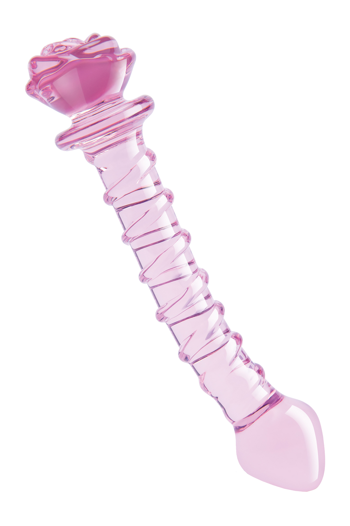 SPIRAL DILDO WITH ENAMELED GLASS ROSE FOR THE G-SPOT