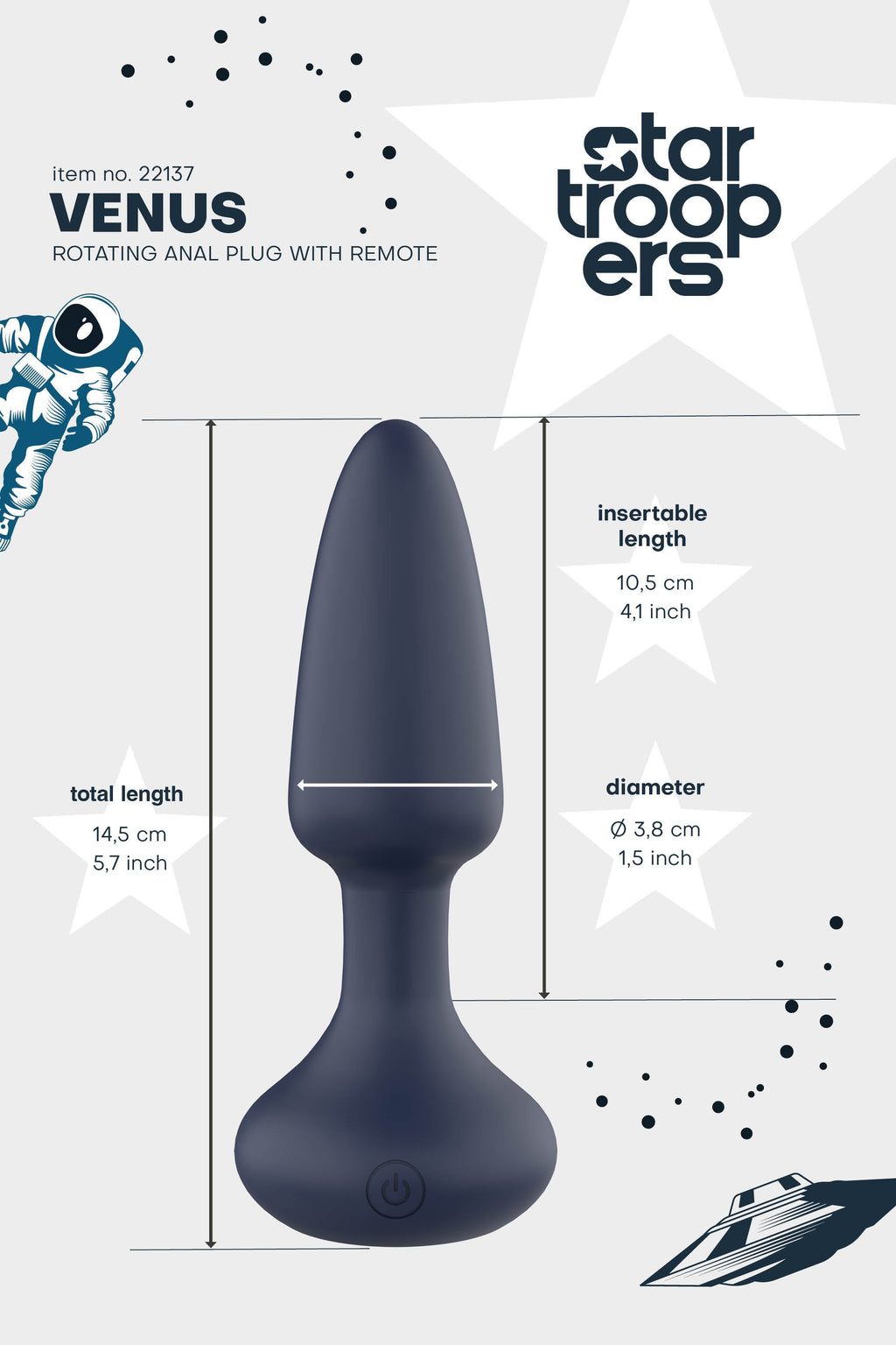 STARTROOPERS ROTATING VENUS ANAL PLUG WITH REMOTE CONTROL