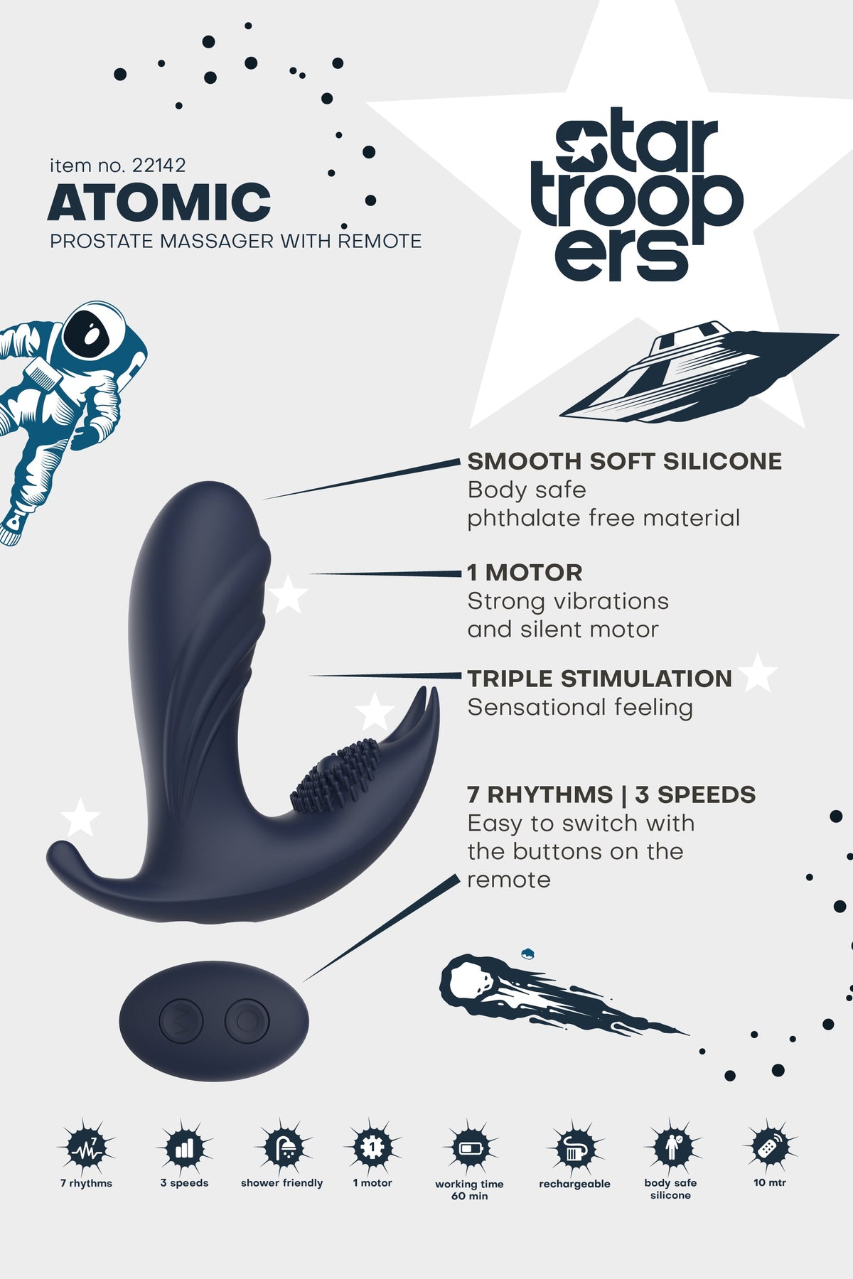 Startroopers Atomic Prostate Massager with Remote Control