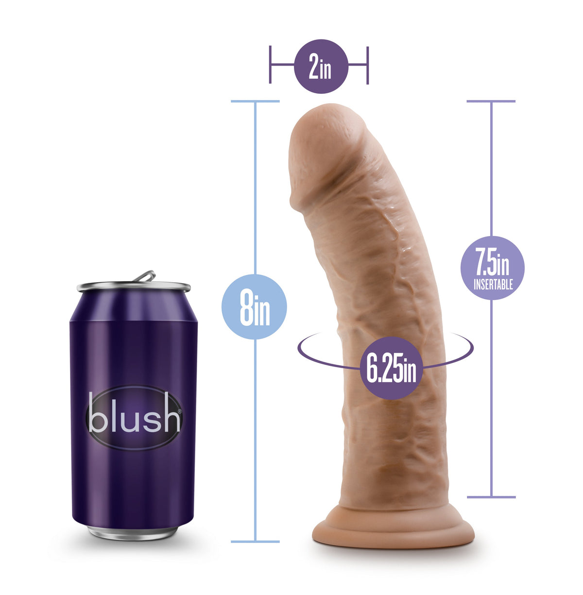 8 INCH MOCHA AU NATURAL DILDO