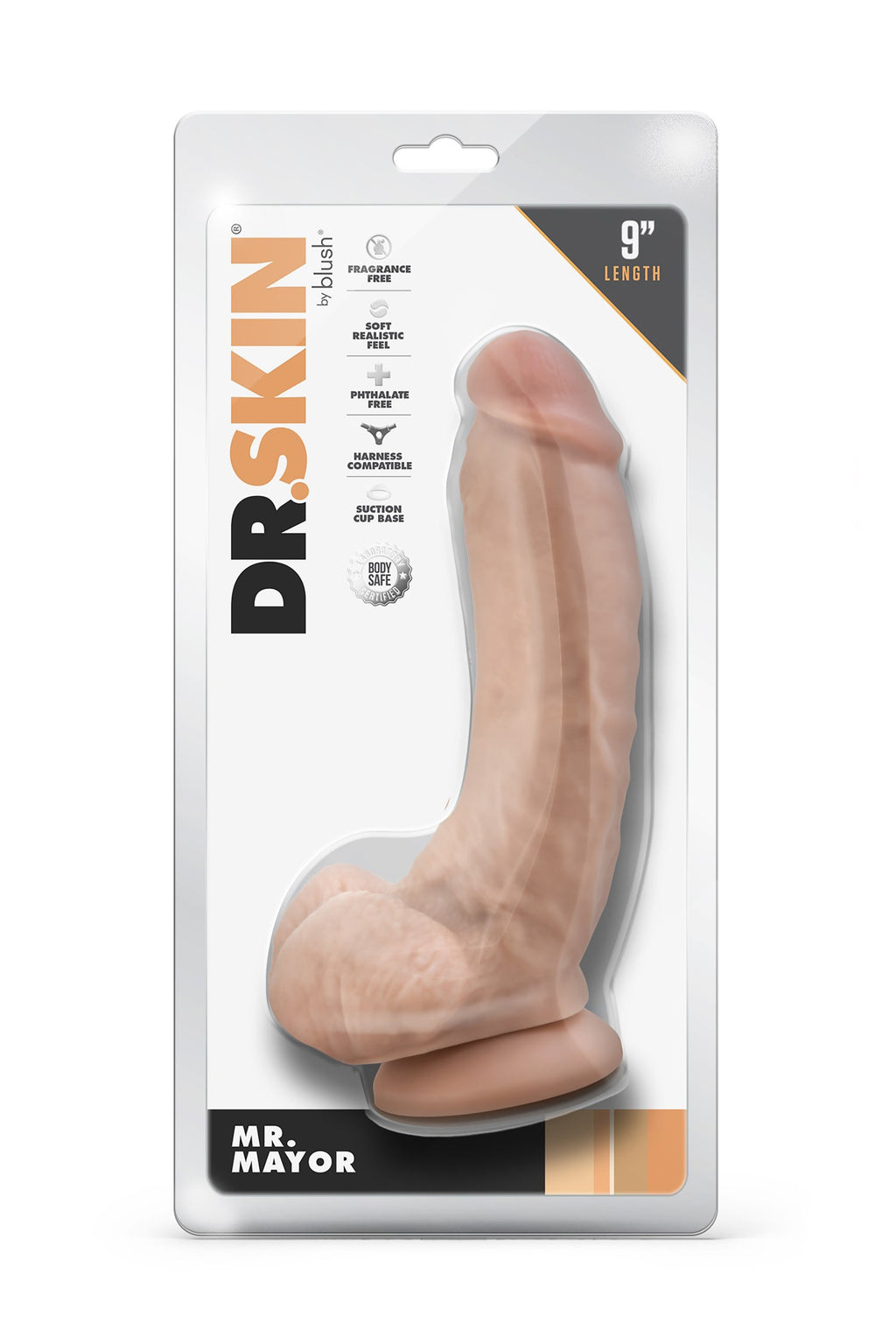 DR. SKIN MR. MAYOR 9-INCH BEIGE BALLS DILDO