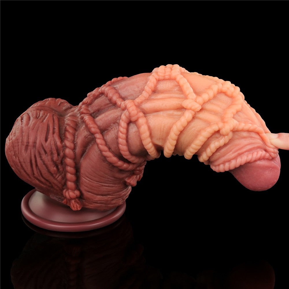9.5'' dual-layer platinum silicone dildo with rope_B15O50_3