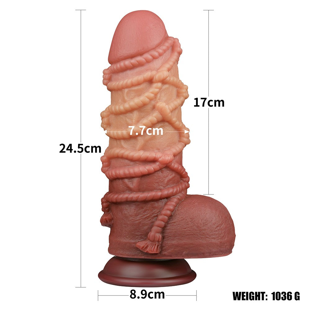 9.5'' dual-layer platinum silicone dildo with rope_B15O50_3