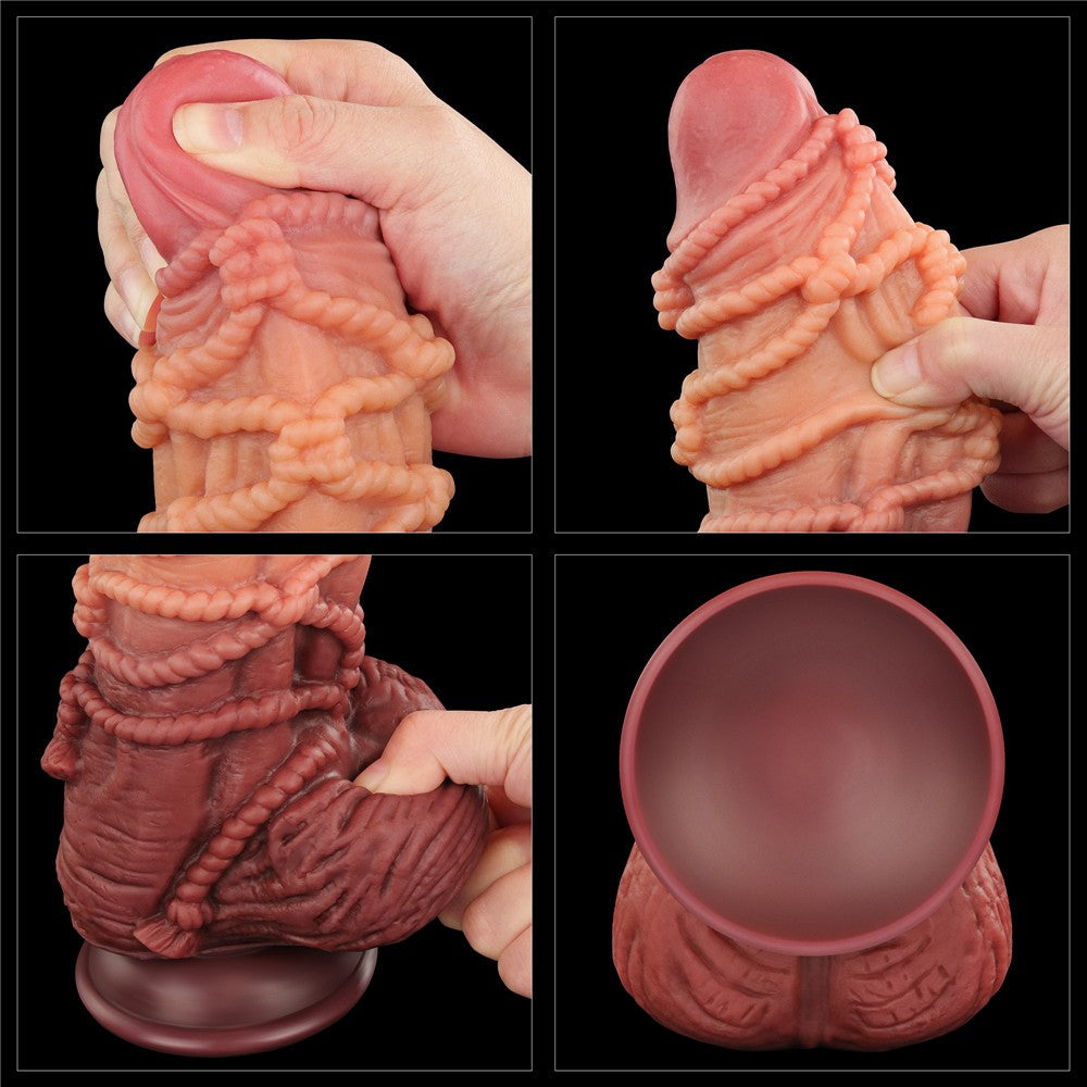 9.5'' dual-layer platinum silicone dildo with rope_B15O50_3