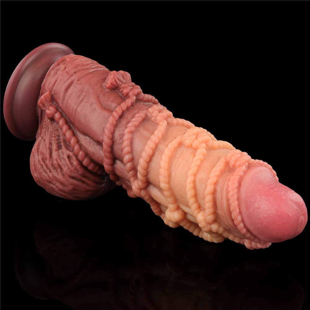 9.5'' dual-layer platinum silicone dildo with rope_B15O50_3