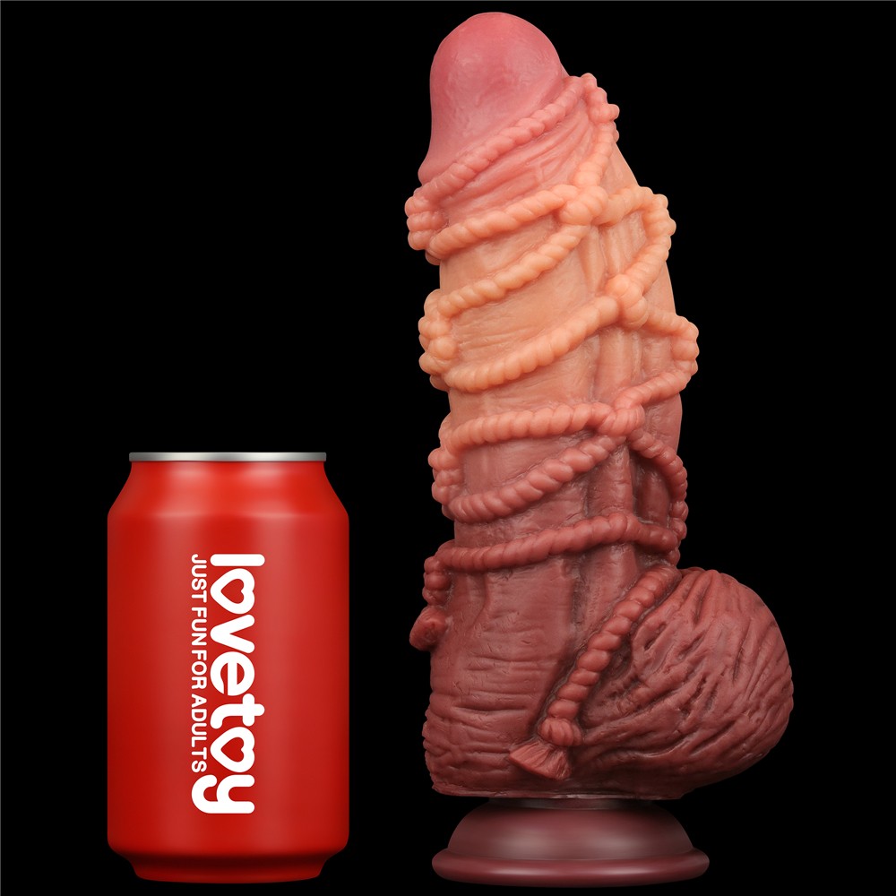 9.5'' dual-layer platinum silicone dildo with rope_B15O50_3