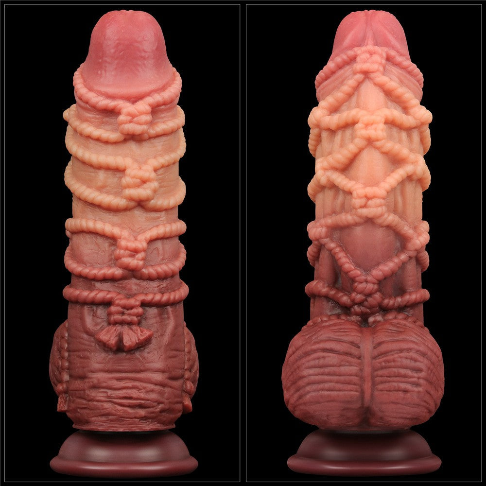 9.5'' dual-layer platinum silicone dildo with rope_B15O50_3