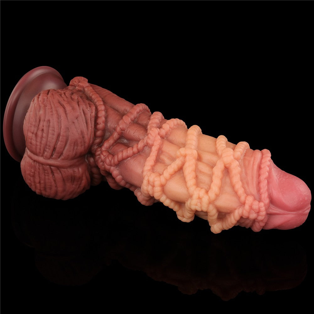 9.5'' dual-layer platinum silicone dildo with rope_B15O50_3
