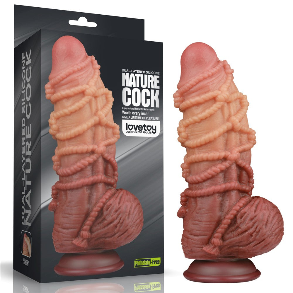 9.5'' dual-layer platinum silicone dildo with rope_B15O50_3