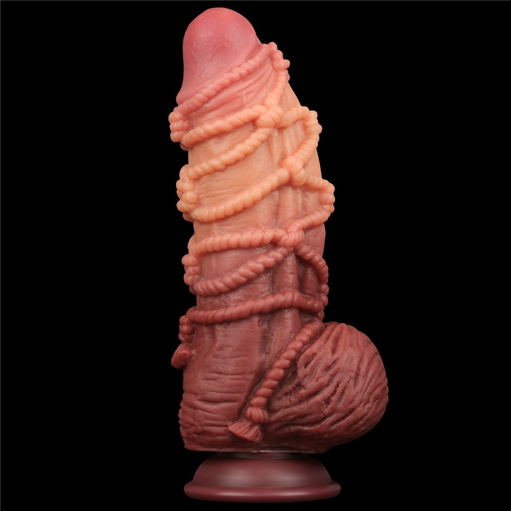 9.5'' dual-layer platinum silicone dildo with rope_B15O50_3