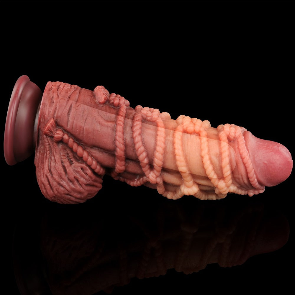 9.5'' dual-layer platinum silicone dildo with rope_B15O50_3