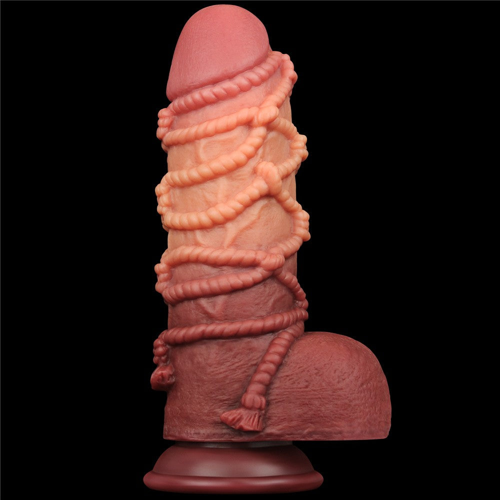 Pene in silicone platino a doppio strato da 9,5'' con corda_B15O50_3