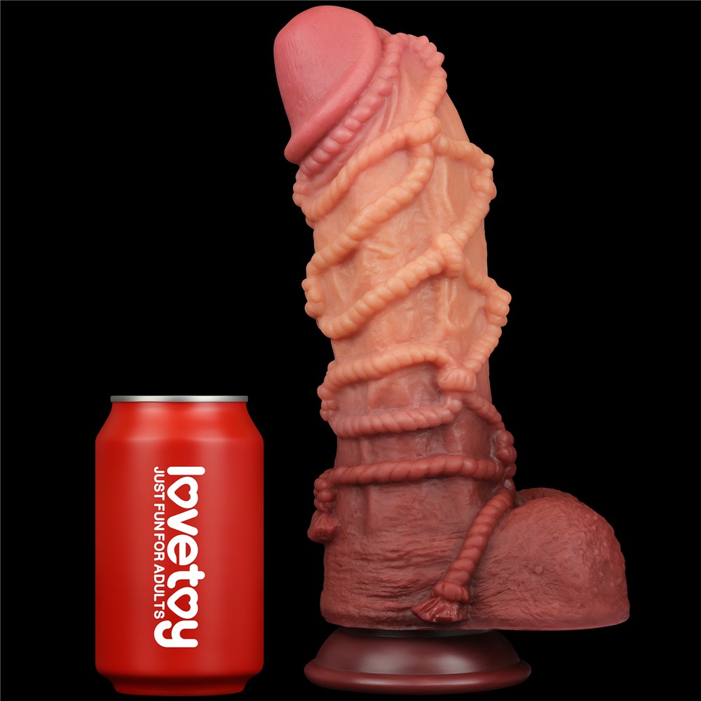10.5'' Dual-Layer Platinum Silicone Dildo with Cord