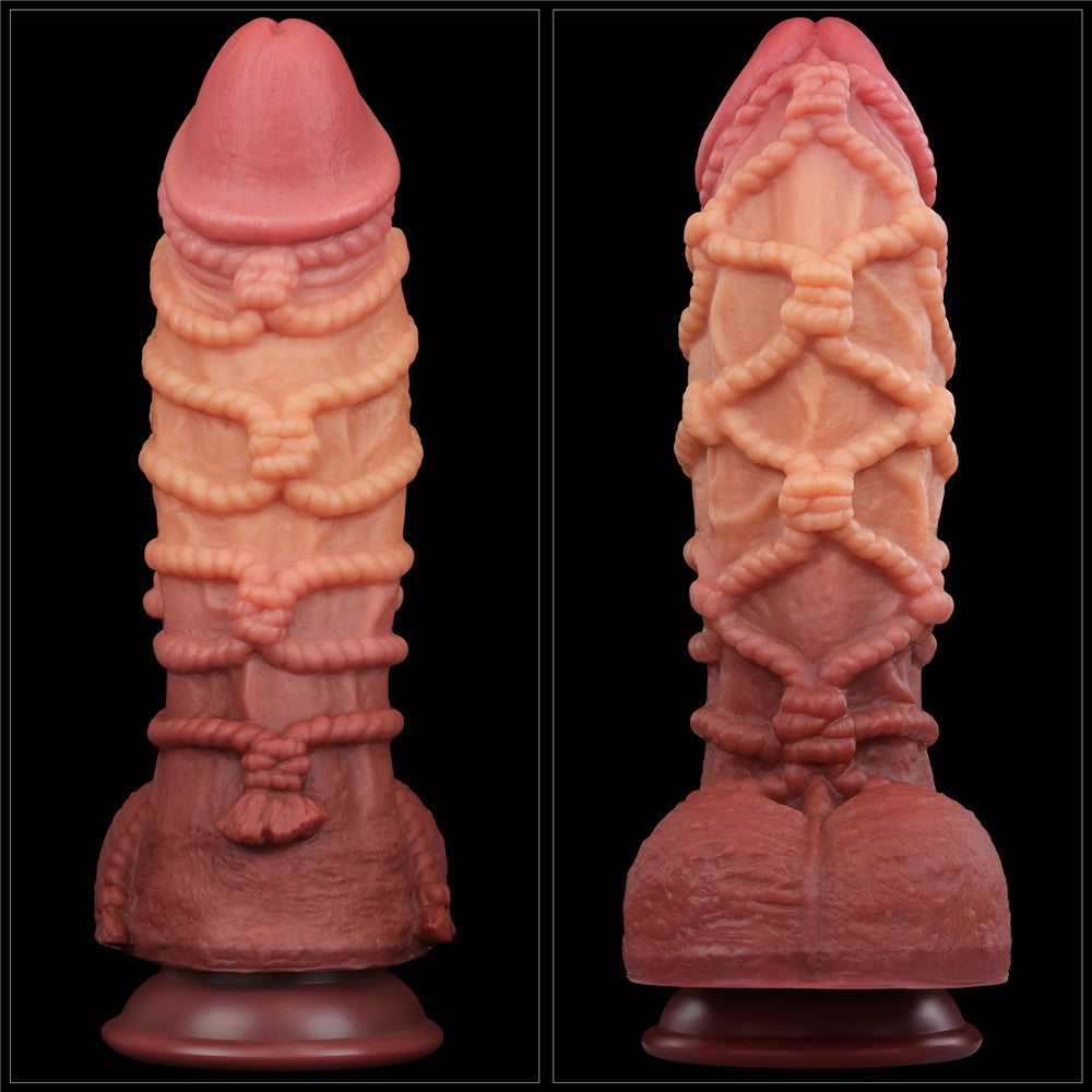 10.5'' Dual-Layer Platinum Silicone Dildo with Cord