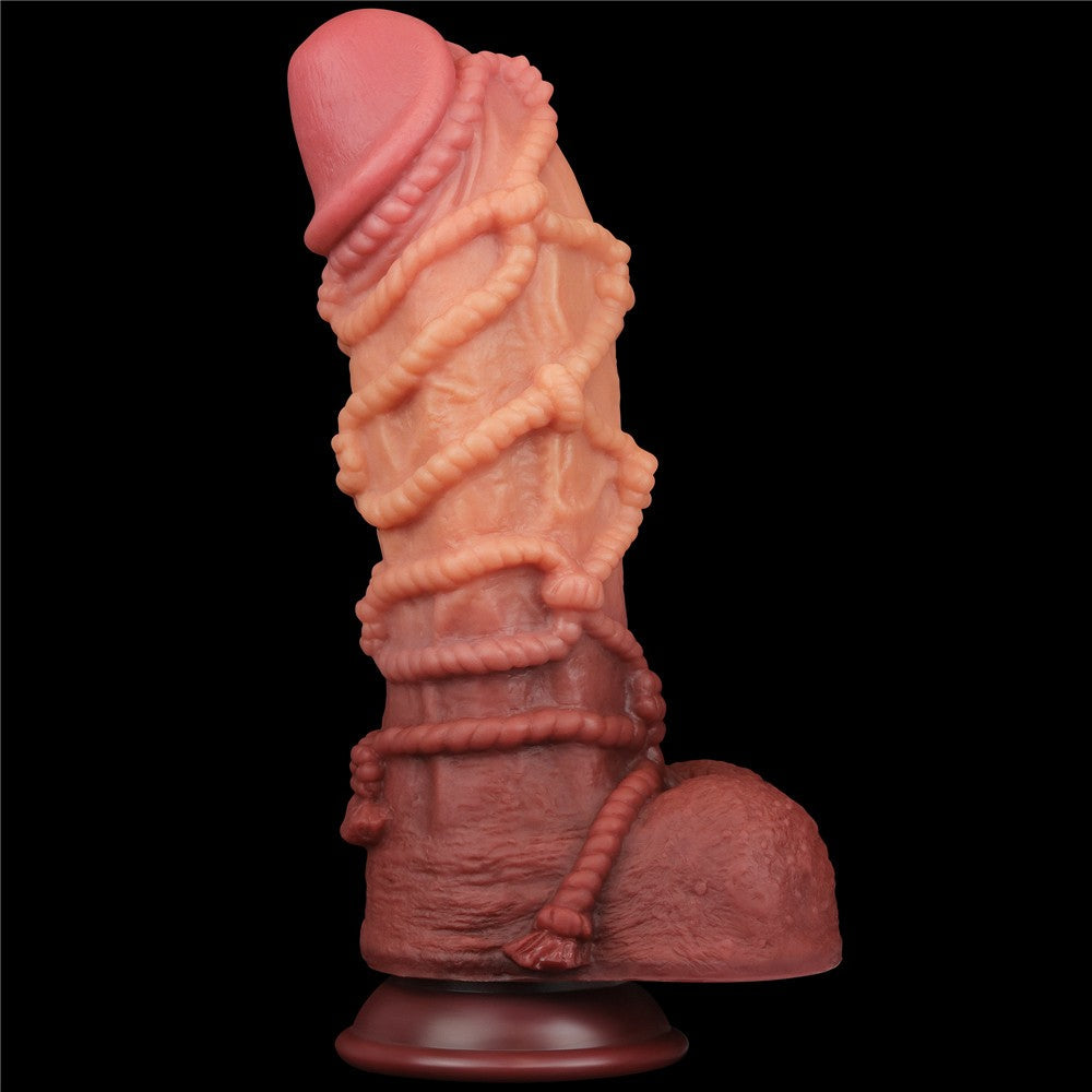10.5'' Dual-Layer Platinum Silicone Dildo with Cord