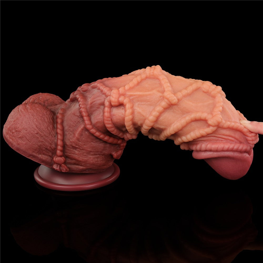 10.5'' Dual-Layer Platinum Silicone Dildo with Cord