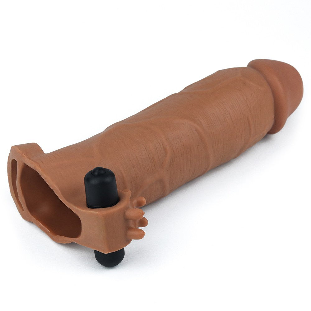 Pleasure X-Tender Vibrating Penis Sleeve No. 6 Brown