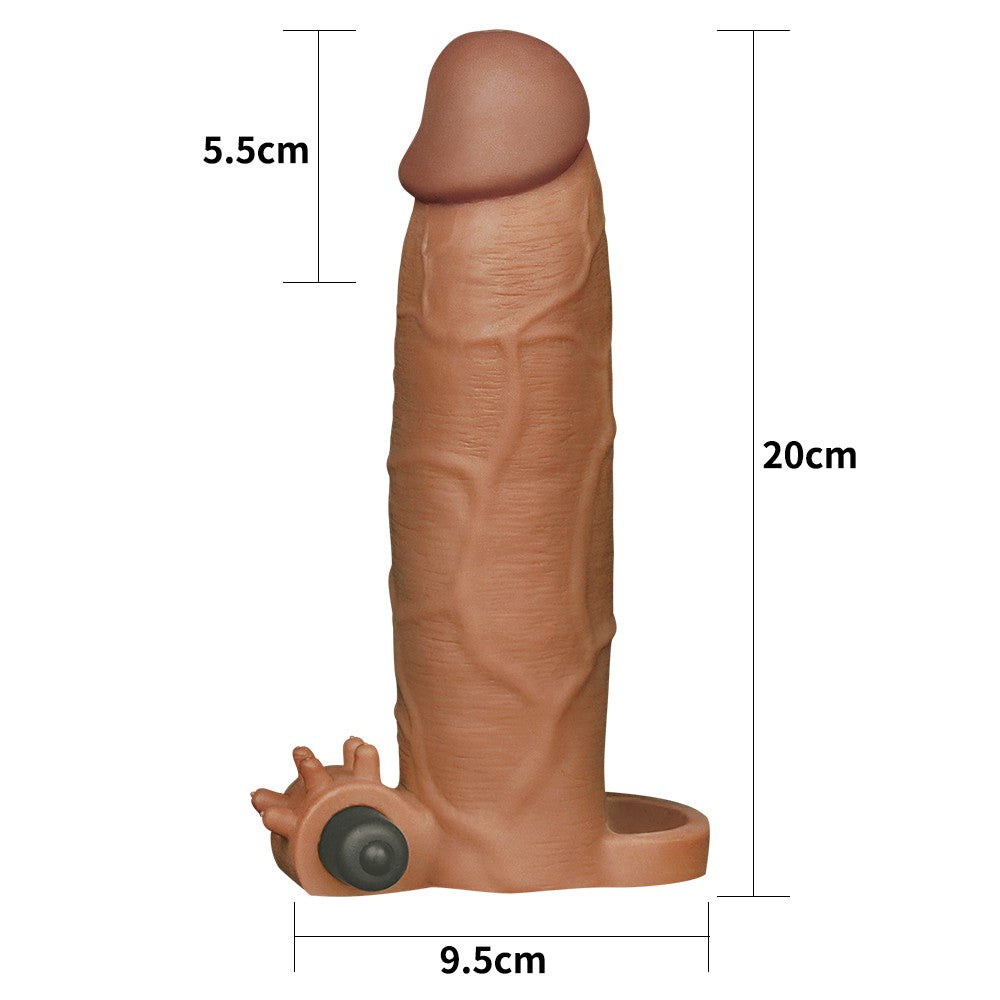 Pleasure X-Tender Vibrating Penis Sleeve No. 6 Brown