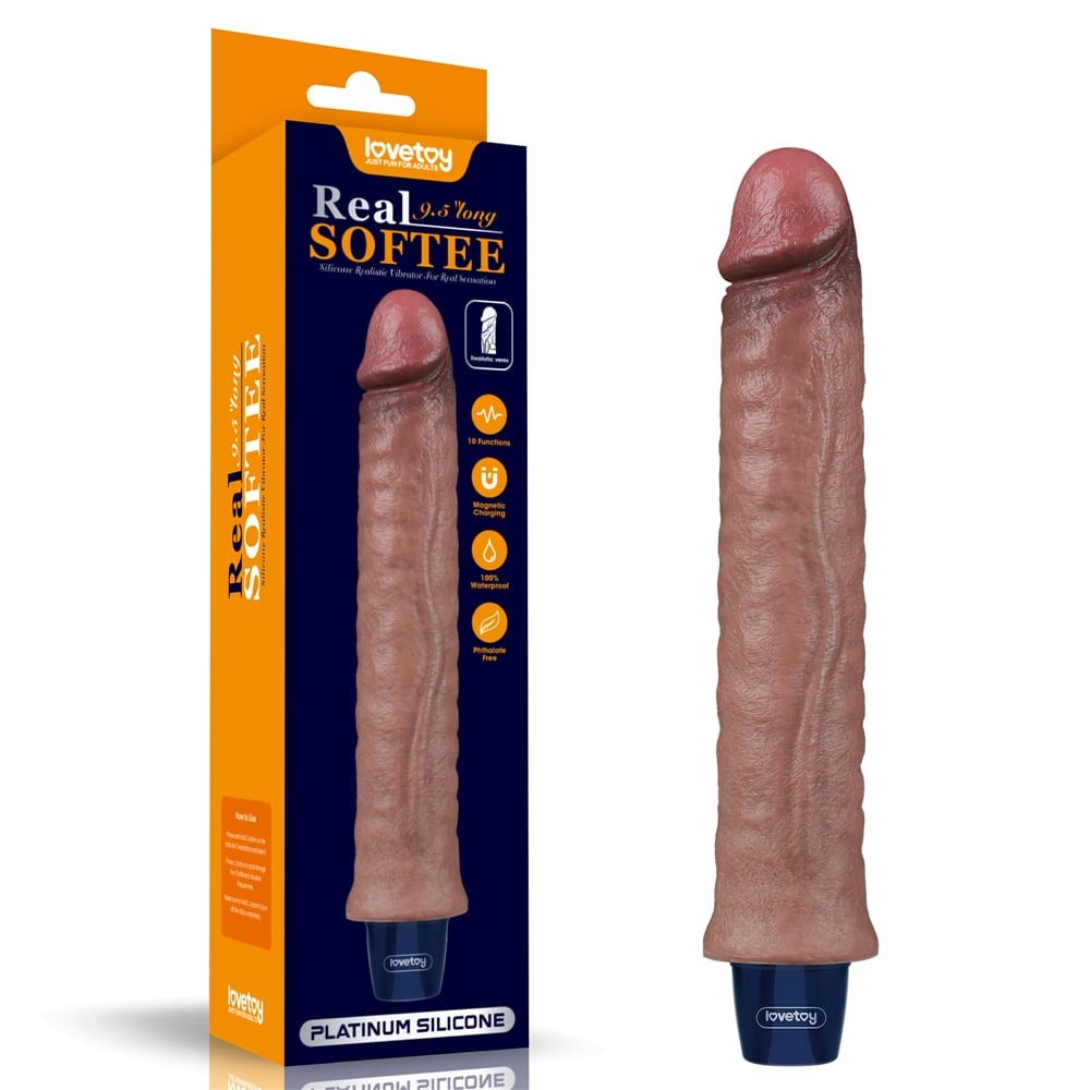 REAL SOFTEE 9.5" Rechargeable Silicone Vibrating Dildo