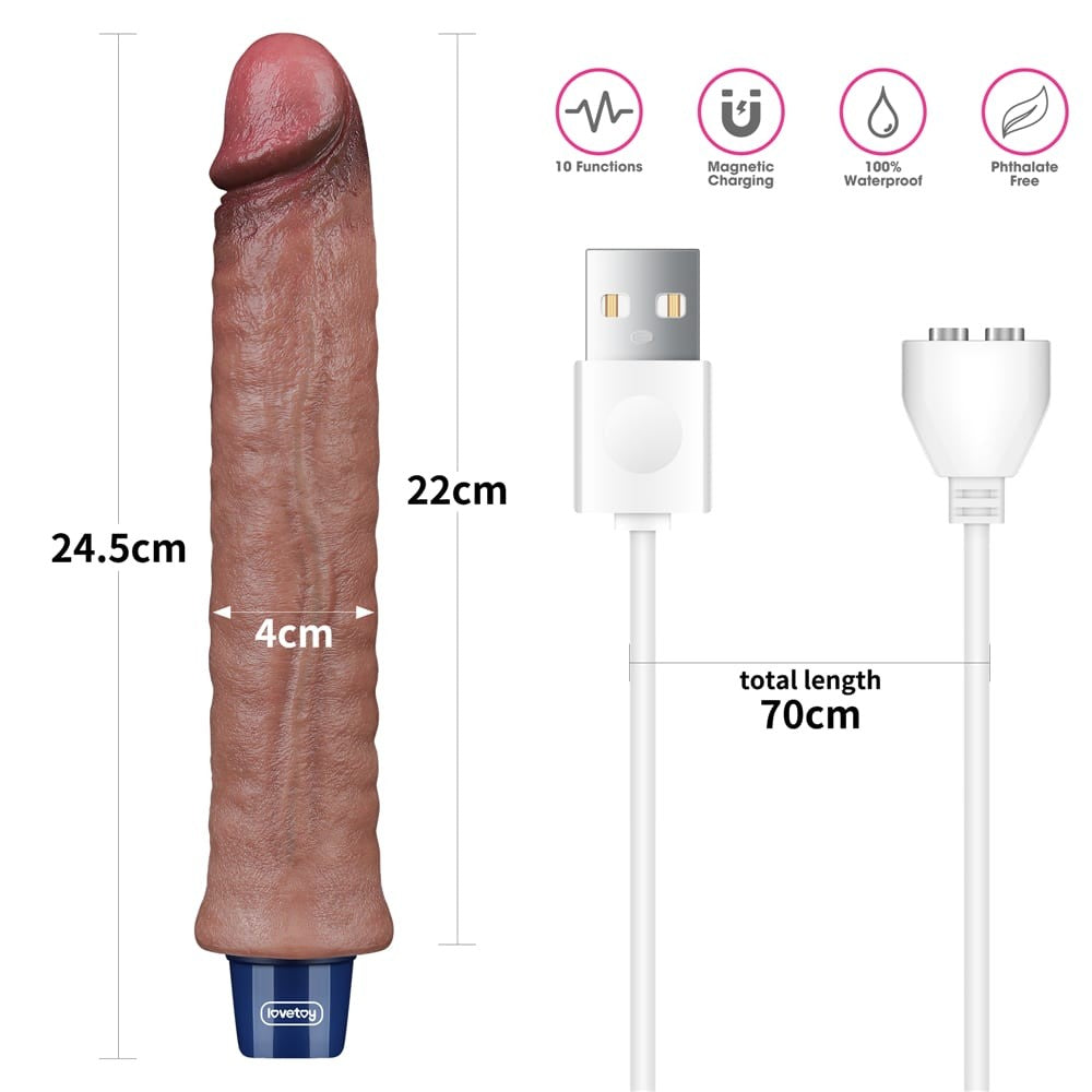 REAL SOFTEE 9.5" Rechargeable Silicone Vibrating Dildo