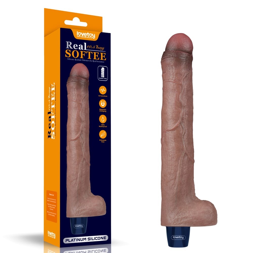 REAL SOFTEE 10.5" Rechargeable Silicone Vibrating Dildo
