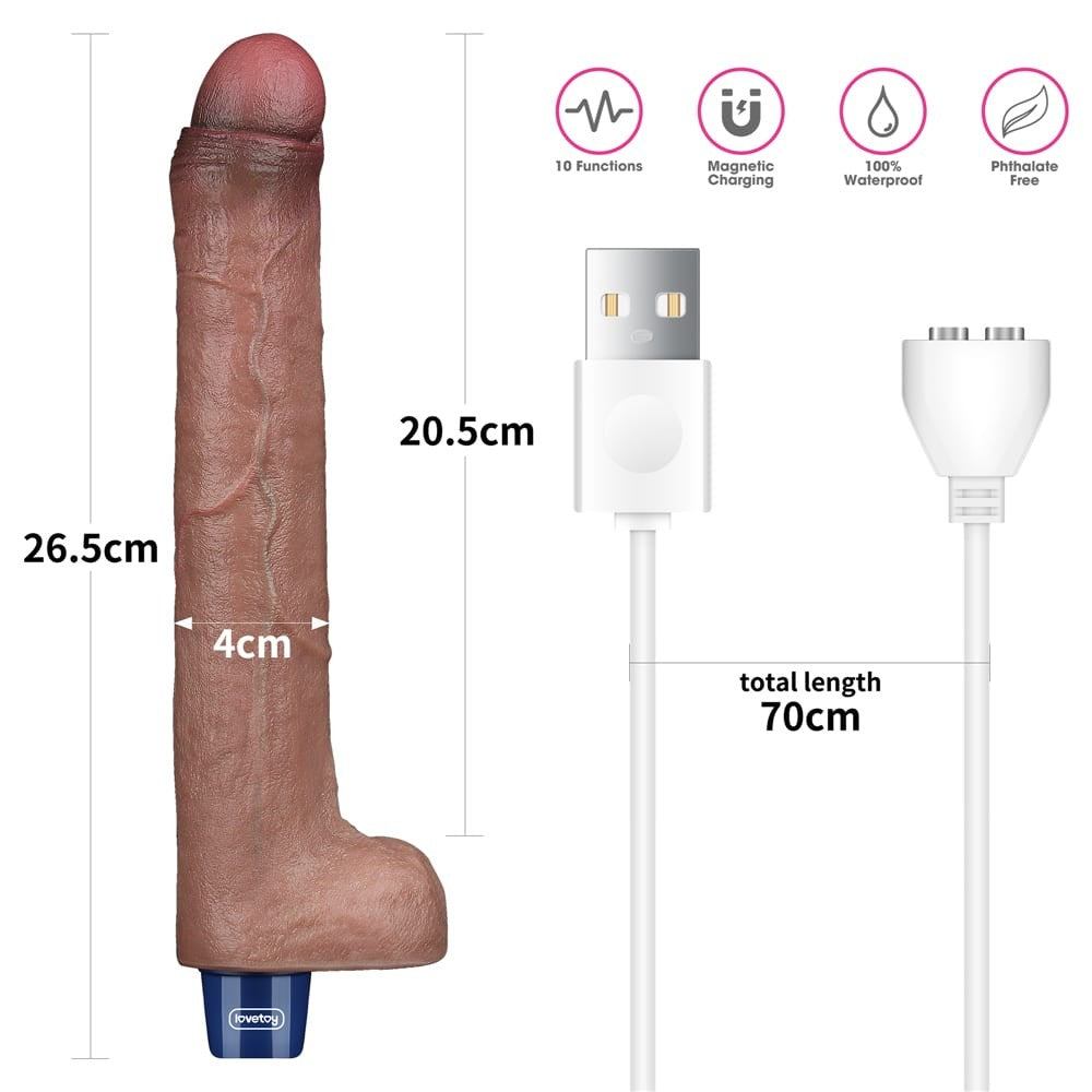 REAL SOFTEE 10.5" Rechargeable Silicone Vibrating Dildo