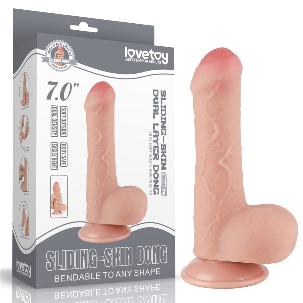7'' Double Layer Dildo with Sliding Skin Flesh_B0O50_3