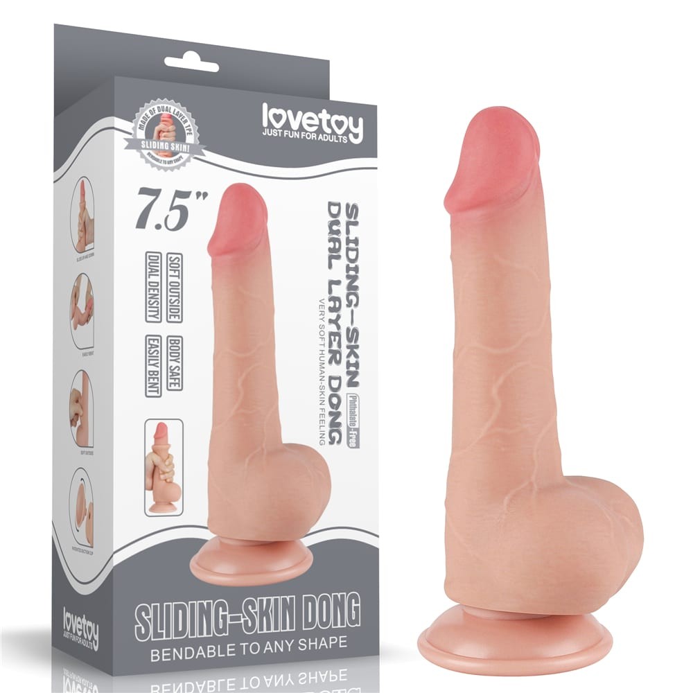 Dual-layer Dildo with Movable Skin, 7.5'', Flesh Tone II_B15O50_3