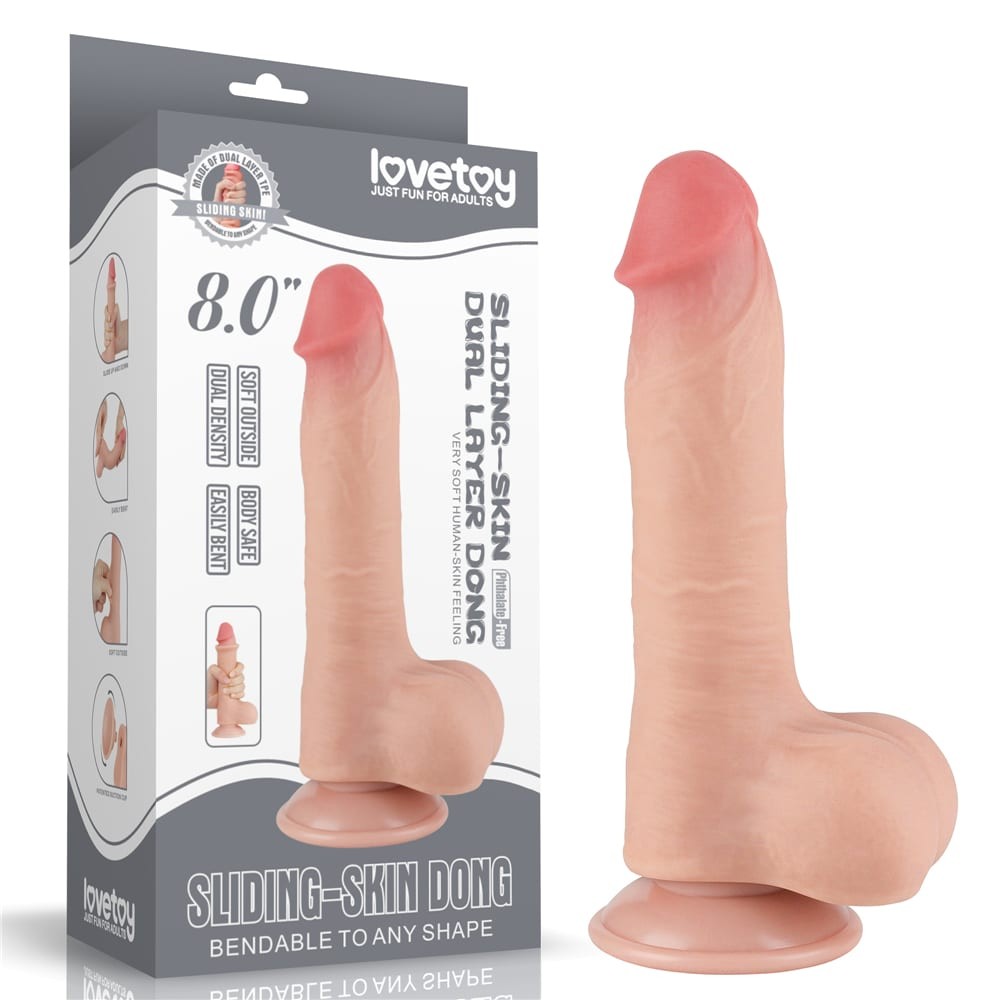 8'' Sliding Dual Layer Flesh-Colored Dildo I_B15O50_3